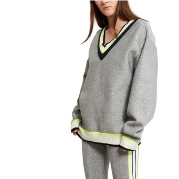 Opening Ceremony Metallic Disco Sport Silver Sweater - Picture 1 of 6